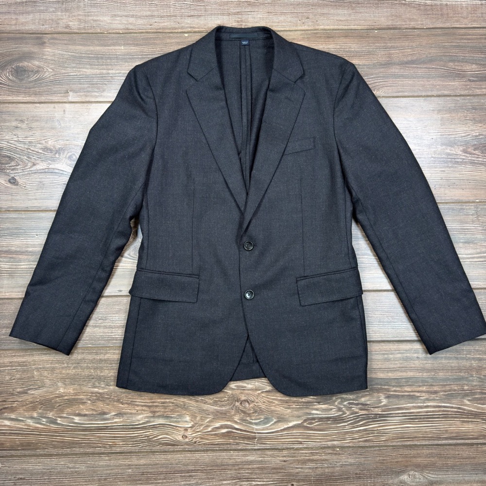 J.Crew Mens Size 38S Ludlow Blazer Charcoal Grey Moon Worsted Wool Cotton